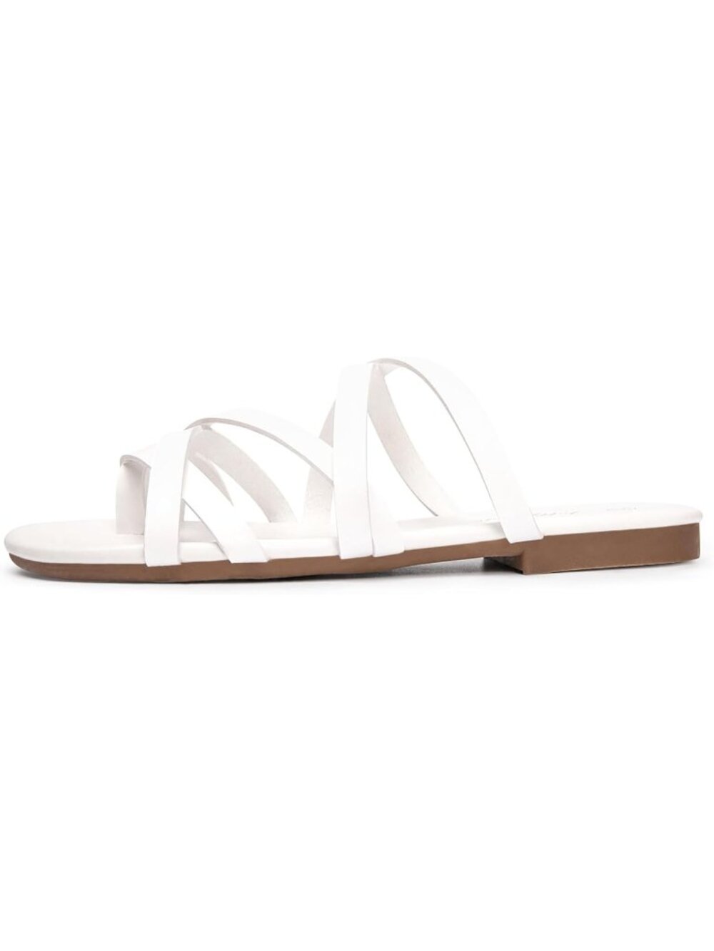 Women's White Summer Comfortable Casual Elastic Strap Open Toe Flats Sandals - Picture 2 of 6